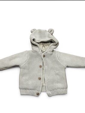 Cozy Knit Hooded Baby Cardigan - Cream